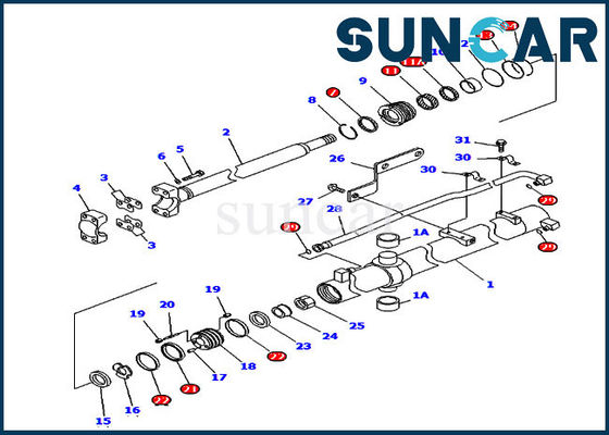 D85EX-15 D85PX-15 Bulldozer 707-99-36140 Komatsu Blade Lift Sealing Kit ชุดซ่อมกระบอกสูบ