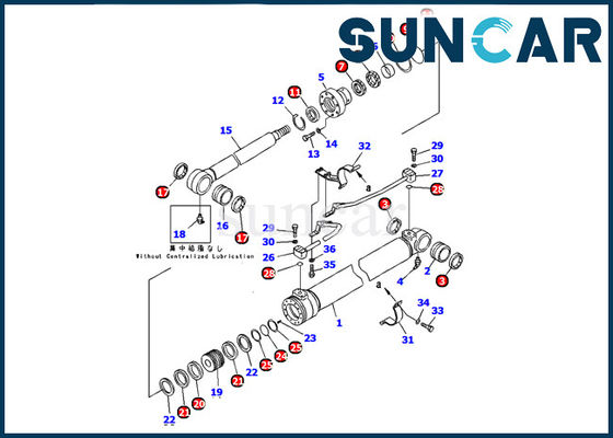 Komatsu 707-99-37300 ชุดซีลกระบอกสูบบูมเหมาะกับเครื่องจักรขุดเจาะ PC130-7 ชุดบริการชิ้นส่วนภายใน