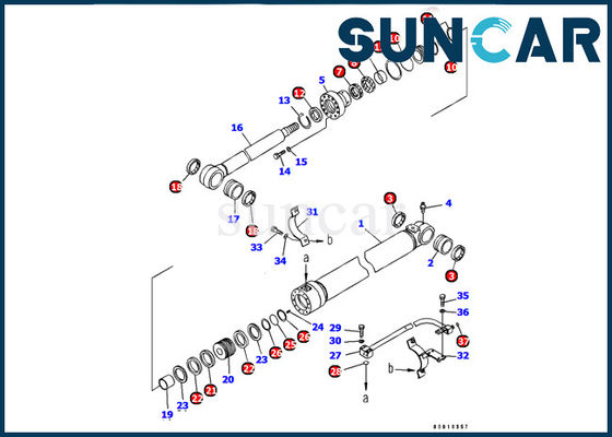 ชุดซีลกระบอกสูบบูม 707-99-37350 Komatsu PC128US-2-AC อะไหล่ซ่อมภายในรถขุด