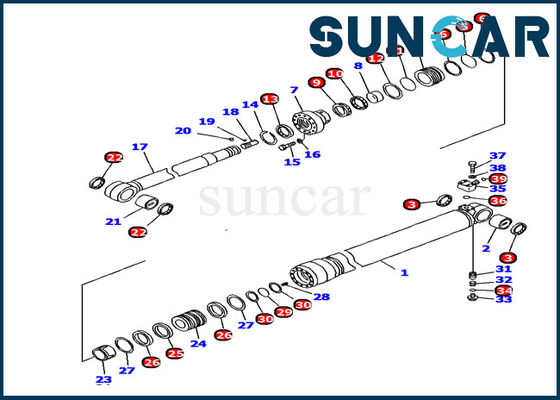 ชุดซีลกระบอกแขนไฮดรอลิก 707-99-44390 ชุดซ่อมรถขุดเหมาะกับ Komatsu PC128US-2-AC