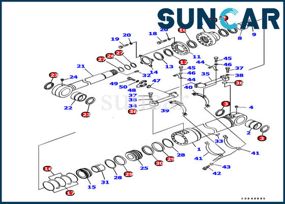 707-99-72370 ชุดซีลกระบอกสูบด้านล่างสำหรับ Loader Komatsu PC1250-7 เครื่องจักรชิ้นส่วนภายใน Inn