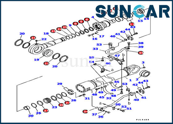 707-99-77120 ชุดซีลไฮดรอลิก Komatsu Bucket Cylinder ชุดบริการ PC1100-6 สำหรับ 5.7M Cylinder Assy