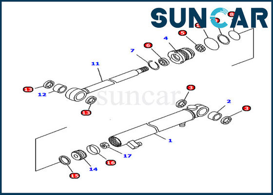 707-98-04640 แขนขุดตักชุดซีลต้านทานน้ำมัน Komatsu PC12R-8 การเปลี่ยนชิ้นส่วนภายใน
