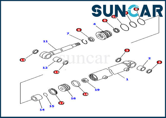 Komatsu ความต้านทานน้ำมัน 707-98-11330 Boom Swing Cylinder Seal Kit PC12R-8 Excavator Repair Kit