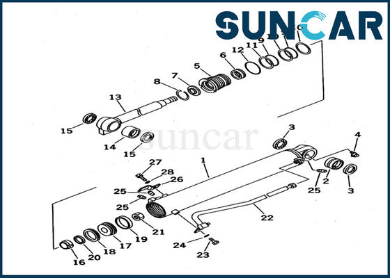 ซีลไฮดรอลิก Komatsu 707-98-13020 PC12UU-2 รถขุดถังกระบอกสูบชิ้นส่วนภายในซีล