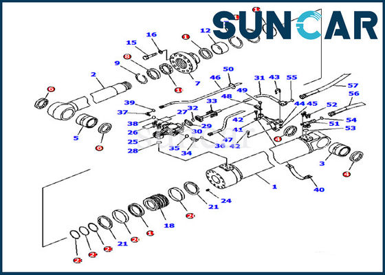 707-99-56630 Komatsu Boom Adjust Cylinder Service Kit PC180LC-7-E0 ชุดซีลด้านในของรถขุด