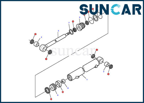 878000497 Boom Swing Cylinder Seal Kit Komatsu Excavator PC12R-8 ชุดซ่อมซีลภายใน
