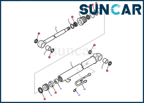 ชุดซีลกระบอกสูบถัง 878000498 Komatsu PC12R-8 Excavator Inner Repair Parts ความต้านทานน้ำมัน
