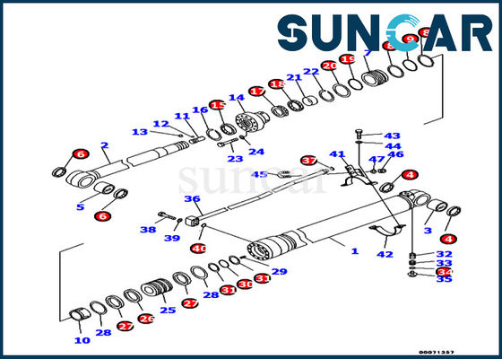 707-99-45170 Komatsu Excavator อะไหล่ซ่อมไฮดรอลิก Pc130-8 รุ่น Arm Cylinder Seal Kit
