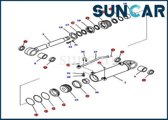 707-99-42310 Ripper Lift ชุดซ่อมกระบอกไฮดรอลิกสำหรับ D65EX-16 Komatsu Inner Parts
