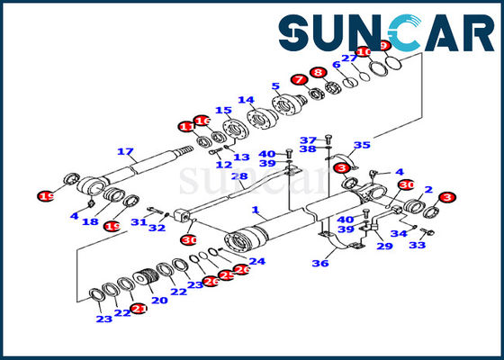 707-99-24730 Komatsu Excavator Sealing Kit ความต้านทานน้ำมัน PC130F-7 Bucket Cylinder Repair Kits