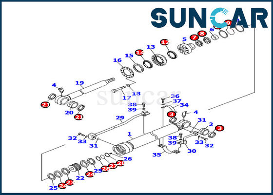 707-99-24740 Bucket Cylinder Inner Parts Seal Kit เหมาะกับ PC130F-7 Komatsu Excavator Repair Kits