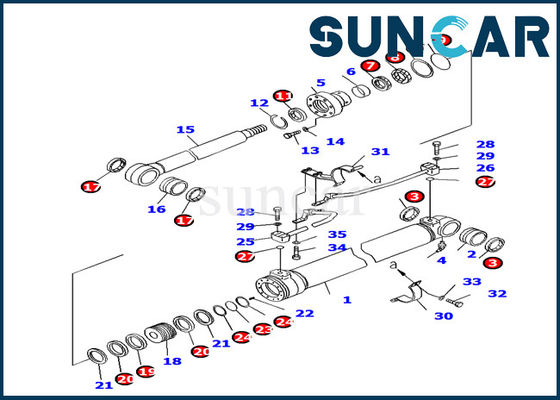 707-99-27460 Komatsu Boom Cylinder Sealing Kit ความทนทานต่อน้ำมัน PC130F-7 เครื่องจักรชิ้นส่วนภายใน
