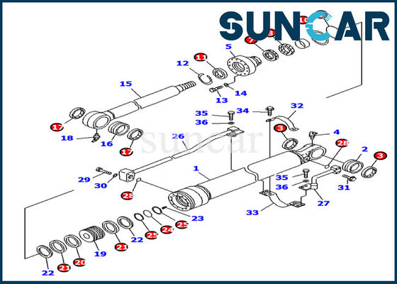 ความต้านทานน้ำมัน 707-99-27500 ชุดซีลกระบอกสูบถัง PC130F-7 Komatsu Excavator Sealing Kit