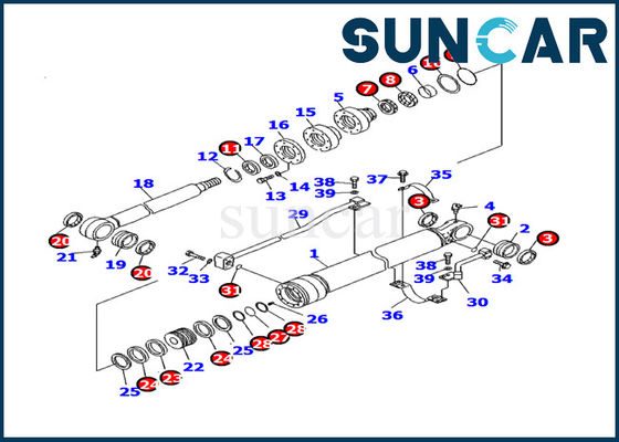 707-99-27590 Excavator Bucket Cylinder Seal Kit เหมาะกับ Komatsu Inner Parts รุ่น PC130F-7
