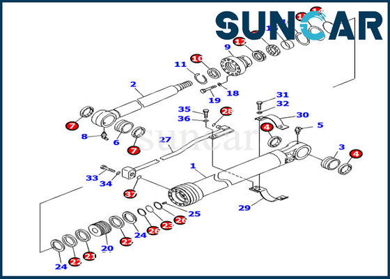 PC138US-8 Komatsu 707-99-27780 Excavator Bucket Cylinder Seal Kit ชิ้นส่วนซ่อมซีลเครื่องจักร