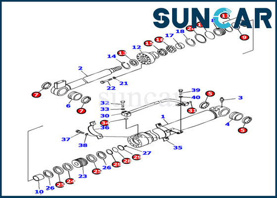 707-99-38450 ชุดซีลกระบอกสูบบูม Komatsu PC138US-8 Excavator Replacement Kits