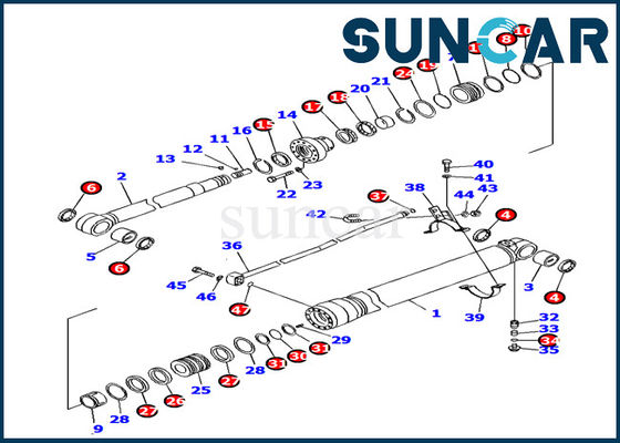 707-99-38780 Arm Cylinder Sealing Kit Komatsu PC138US-8 ชุดซ่อมซีล Excavator Replacement