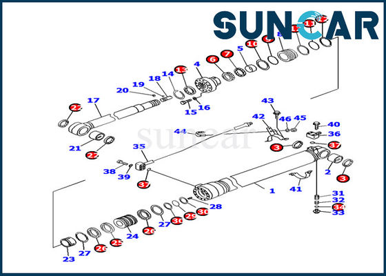 Komatsu 707-99-45180 Arm Cylinder Seal Kit PC130F-7 รถขุดอะไหล่ภายในชุดบริการเปลี่ยน