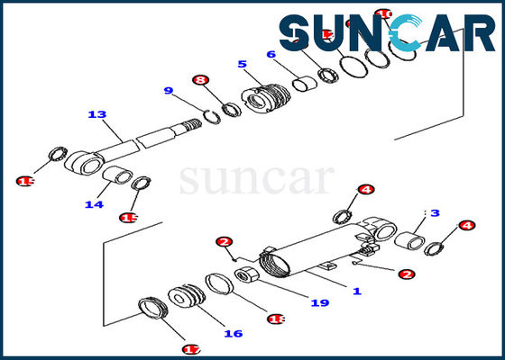 707-98-13900 Komatsu Blade Lift Cylinder Seal Kit เหมาะกับรถขุดรุ่น PC14R-2 PC16R-3 PC18MR-3