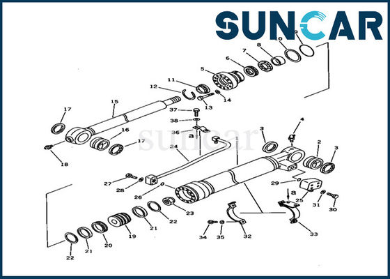 707-98-37110 ชุดซีลกระบอกไฮดรอลิก Komatsu PC150-5 ชิ้นส่วนภายใน Bucket Cylinder Service Kit
