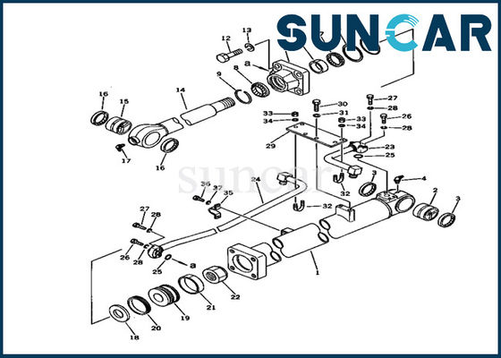 707-98-37510 Komatsu Bucket Cylinder Seal Kits PC150LC-1 รถขุดรุ่น Repair Service Kit