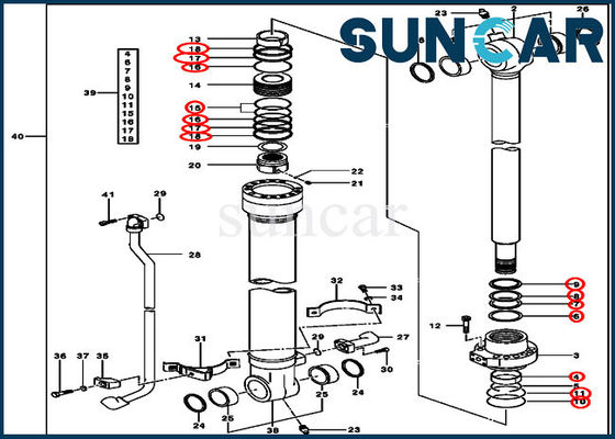 Bucket Cylinder Seal Repir Kit AH173451 สำหรับ John Deere 2154D 200CLC 225CLC Models