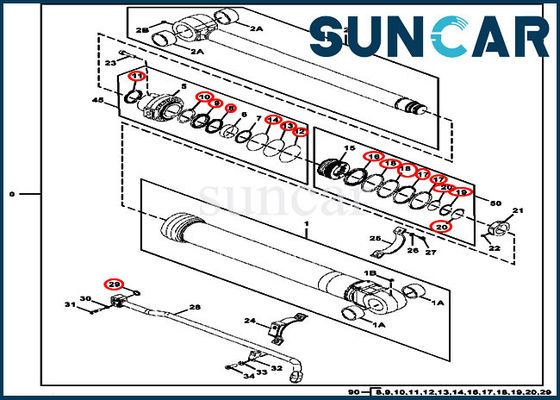 FYA00006595 ชุดซีลกระบอกสูบถัง 300GLC DEERE ส่วนประกอบกระบอกสูบ EPC Parts