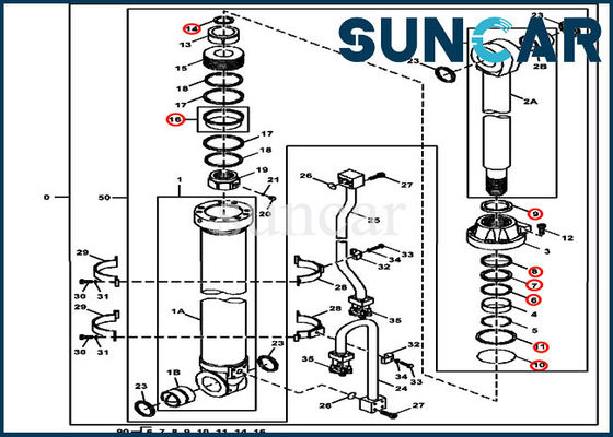 John Deere 4653041 Arm Seal Kit ชุดบริการไฮดรอลิกเหมาะกับรุ่นอุปกรณ์ที่รองรับ 470GLC