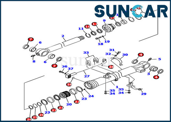 707-99-37150 Excavator Bucket Cylinder Seal Kit เหมาะกับ Komatsu PC160LC-7E0 ชุดซ่อมเครื่องจักร