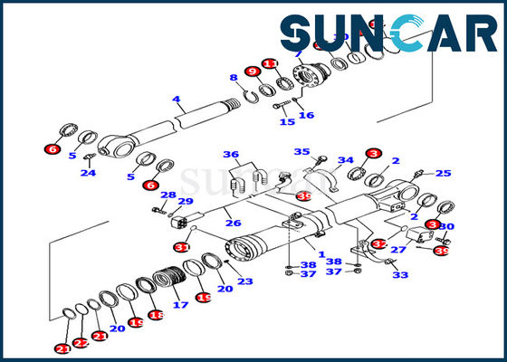 อะไหล่ 707-99-37290 ชุดซีลกระบอกสูบถัง PC160LC-7 Komatsu Hydraulic Sealing Kit