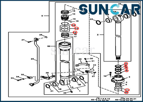 4663493 ชุดบริการกระบอกสูบถัง 190DW 160DLC John Deere Excavator Seal Repair Kit