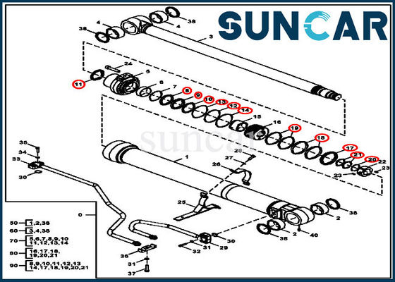 FYA00012899 Boom Cylinder Seal Kit Deere ชุดซ่อมสำหรับอุปกรณ์ขุดรุ่น 135G 130G