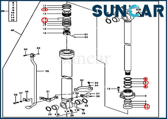 4S00849 ชุดบริการกระบอกถังไฮดรอลิกเหมาะกับ John Deere 70.00x100.00 Cylinder