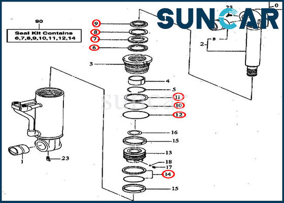 John Deere 190 Models Mechanical Seal Kits 4369773 ชุดซ่อมกระบอกใบมีด