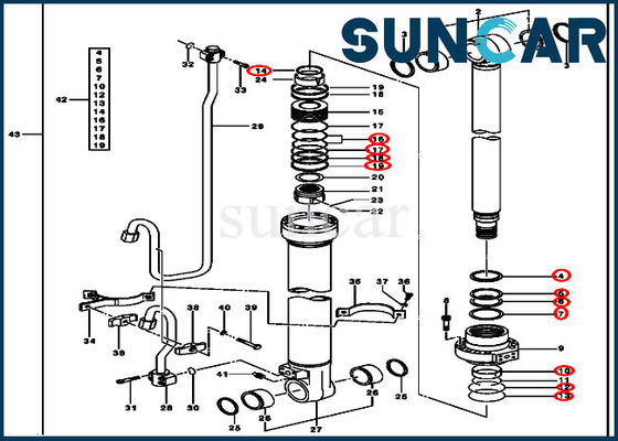 200CLC John Deere AH173444 Arm Cylinder Seal Kit ISO9001 ชิ้นส่วนเครื่องจักรกลหนัก