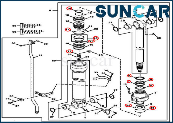 4654422 ชุดบริการซ่อมซีลกระบอกแขนสำหรับรุ่น 220DW John Deere Construction Machinery
