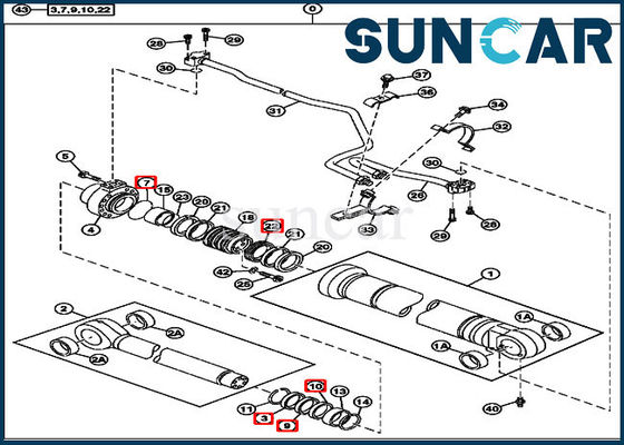 4485612 ชุดซีลซ่อมบูมไฮดรอลิกสำหรับ 230CLC John Deere Cylinder Components