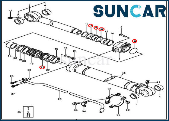 4485614 ชุดซีลซ่อมไฮดรอลิก Deere Parts 230CLC สำหรับส่วนประกอบกระบอกสูบถัง