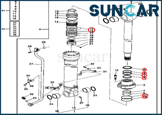 4627361 ชุดซีลกระบอกสูบถังขุด 2554 230CLC John Deere Oil Seal Kits