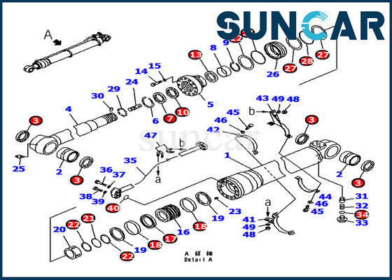 707-98-48610 Komatsu รถขุดซีลชุดแขนกระบอกซ่อมชุดซีลสำหรับ PC180 PC200 PC210