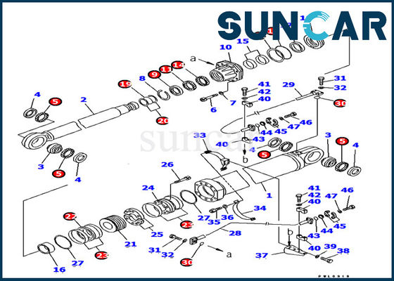 Komatsu รถขุด 707-99-87710 ชุดซ่อมกระบอกไฮดรอลิกบูมชุดซีลน้ำมันเหมาะกับ PC1800-6