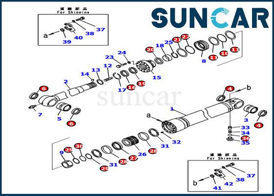 721-98-00260 ARM Cylinder Seal Kit Komatsu Excavator PC240LC-11 ชุดซ่อมไฮดรอลิกด้านใน