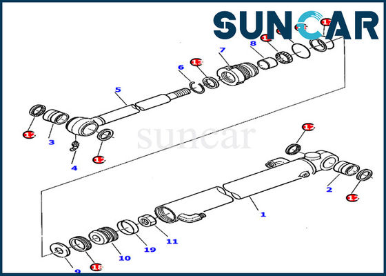 878000390 Komatsu Bucket Cylinder Seal Kit Excavator Sealing Kit เหมาะกับรถขุด PC20-7