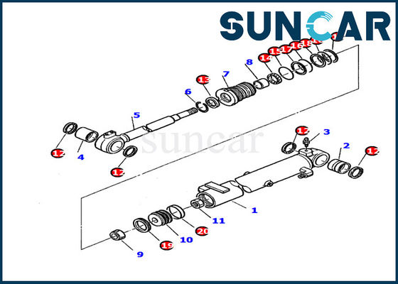 878000391 บูมบูมชุดซีลกระบอกสูบเหมาะกับ Komatsu PC20-7 ชุดซ่อมกระบอกไฮดรอลิก
