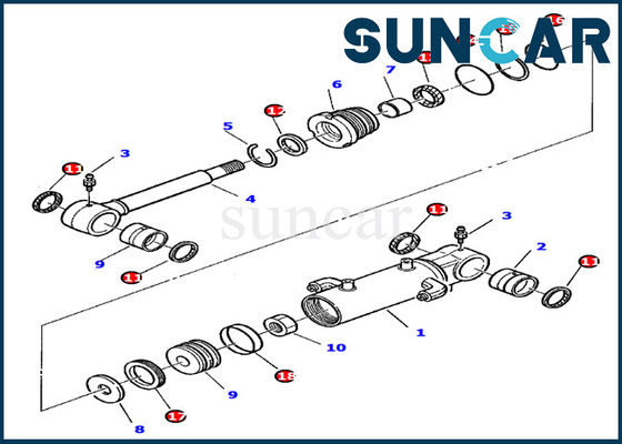 878000393 ชุดซีลกระบอกใบมีด PC20-7 Komatsu Excavator กระบอกไฮดรอลิก Assy Inner Parts