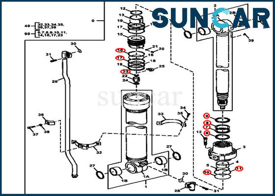 ความต้านทานการสึกหรอ FYA00001400 ชุดซีลแขนขุด 245GLC 230GW Deere Cylinder Kits