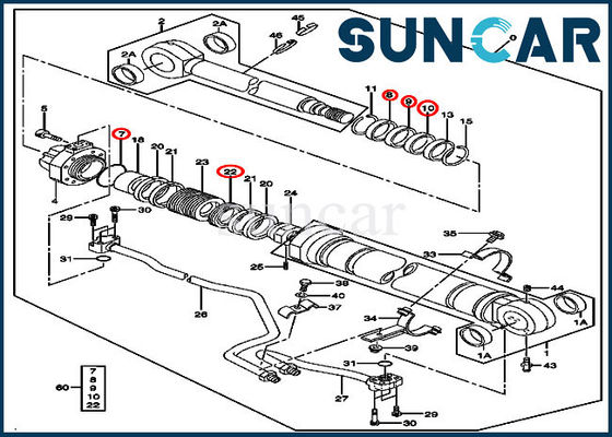 4485615 ชุดซ่อมบูมซีลเหมาะกับ 270C LC John Deere Excavator LH/RH Cylinder
