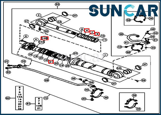 AT264438 Stick Arm Cylinder Seal Kit 200LC รถขุด John Deere Mechanical Sealing Kit