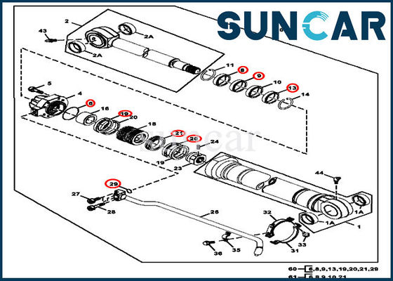 JOHN DEERE Bucket Cylinder Kits AT264439 ชุดซีลไฮดรอลิกสำหรับอุปกรณ์ขุด 270CLC 270LC